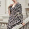 Innovative Grey Printed Mul Cotton Saree With Dazzling Blouse Piece