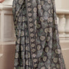 Innovative Grey Printed Mul Cotton Saree With Dazzling Blouse Piece