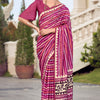 Sonorous Dark Pink Printed Mul Cotton Saree With Verdant Blouse Piece