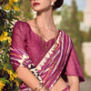 Sonorous Dark Pink Printed Mul Cotton Saree With Verdant Blouse Piece