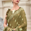 Evanescent Mehndi Printed Mul Cotton Saree With Serendipity Blouse Piece