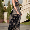 Jazzy Beige and Black Printed Mul Cotton Saree With Adorable Blouse Piece