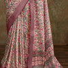 Engaging Lavender Digital Printed Soft Silk Saree With Gossamer Blouse Piece