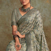 Aplomb Grey Digital Printed Soft Silk Saree With Opulent Blouse Piece