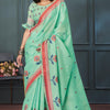 Cynosure Sea Green Cotton Silk Saree With Eloquence Blouse Piece
