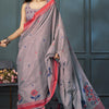 Tempting Grey Cotton Silk Saree With Supernal Blouse Piece