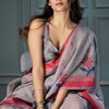 Tempting Grey Cotton Silk Saree With Supernal Blouse Piece