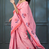 Enthralling Pink Cotton Silk Saree With Vibrant Blouse Piece