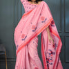 Enthralling Pink Cotton Silk Saree With Vibrant Blouse Piece