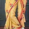 Ineffable Yellow Cotton Silk Saree With Nectarous Blouse Piece