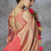 Proficient Red Cotton Silk Saree With Improbable Blouse Piece