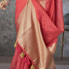 Proficient Red Cotton Silk Saree With Improbable Blouse Piece