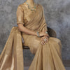 Cynosure Beige Cotton Silk Saree With Tantalizing Blouse Piece