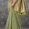 Zephyr Pista Cotton Silk Saree With Ornate Blouse Piece