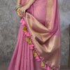 Engaging Pink Cotton Silk Saree With Petrichor Blouse Piece