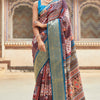 Gratifying Wine Digital Printed Dola Silk Saree With Ratatouille Blouse Piece