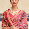 Fugacious Maroon Digital Printed Dola Silk Saree With Ebullience Blouse Piece