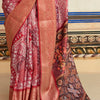 Fugacious Maroon Digital Printed Dola Silk Saree With Ebullience Blouse Piece