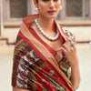 Brood Beige Digital Printed Dola Silk Saree With Exquisite Blouse Piece