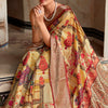 Glorious Yellow Digital Printed Dola Silk Saree With Captivating Blouse Piece