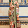 Charming Beige Digital Printed Dola Silk Saree With Stylish Blouse Piece