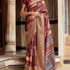 Sophisticated Wine Digital Printed Dola Silk Saree With Flattering Blouse Piece