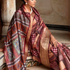 Sophisticated Wine Digital Printed Dola Silk Saree With Flattering Blouse Piece