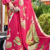 Devastating Dark Pink Digital Printed Georgette Saree With Fancifull Blouse Piece