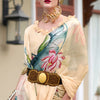 Captivating Beige Digital Printed Georgette Saree With Unique Blouse Piece