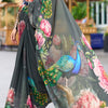 Elaborate Grey Digital Printed Georgette Saree With Supernal Blouse Piece
