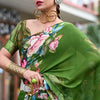 Intricate Green Digital Printed Georgette Saree With Charming Blouse Piece
