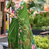 Intricate Green Digital Printed Georgette Saree With Charming Blouse Piece