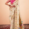 Trendy Beige Paithani Silk Saree With Gleaming Blouse Piece