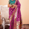 Sizzling Purple Paithani Silk Saree With Adorning Blouse Piece