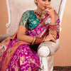 Sizzling Purple Paithani Silk Saree With Adorning Blouse Piece