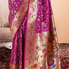 Sizzling Purple Paithani Silk Saree With Adorning Blouse Piece