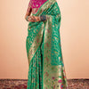 Ethnic Green Paithani Silk Saree With Ravishing Blouse Piece