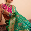 Ethnic Green Paithani Silk Saree With Ravishing Blouse Piece