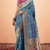 Desuetude Blue Paithani Silk Saree With Tempting Blouse Piece