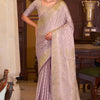 Impressive Lavender Banarasi Satin Silk Saree With Desirable Blouse