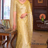 Snazzy Yellow Banarasi Satin Silk Saree With Amazing Blouse