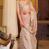 Preferable Baby Pink Banarasi Satin Silk Saree With Ideal Blouse