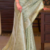 Gratifying Pista Banarasi Satin Silk Saree With Prominent Blouse