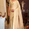 Imbrication Beige Banarasi Satin Silk Saree With Smashing Blouse
