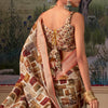 Moiety Brown Digital Printed Tussar Silk Saree With Sumptuous Blouse Piece