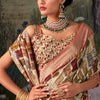 Moiety Brown Digital Printed Tussar Silk Saree With Sumptuous Blouse Piece