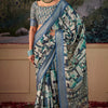 Splendiferous Firozi Digital Printed Tussar Silk Saree With Prodigal Blouse Piece