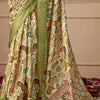 Radiant Mehndi Digital Printed Tussar Silk Saree With Glamorous Blouse Piece
