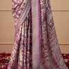 Cynosure Lavender Digital Printed Tussar Silk Saree With Mellifluous Blouse Piece