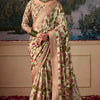 Winsome Pista Digital Printed Tussar Silk Saree With Rhapsodic Blouse Piece